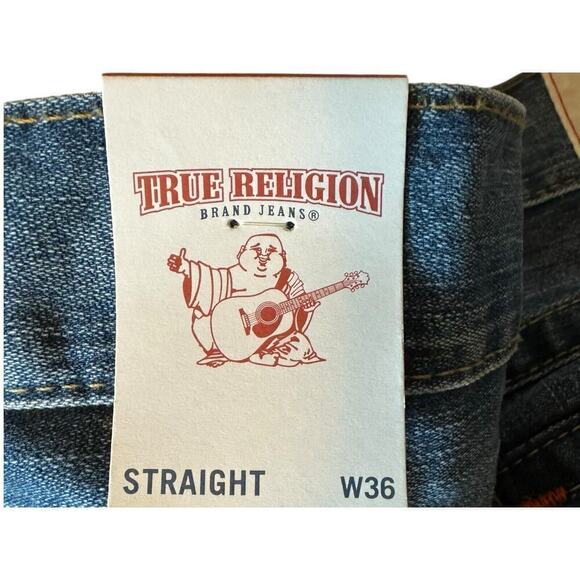 TRUE RELIGION NEW Ricky Relaxed Straights Men’s Jeans Size 36 X 35 Medium Wash - Picture 8 of 11